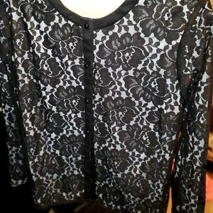 NWOT Joan Rivers black and white button up sweater